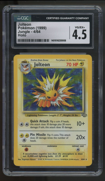 1999 Pokemon Jolteon Jungle Unlimited Holo #4 CGC 4.5