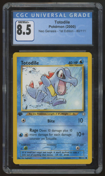 2000 Pokemon Totodile 1st Edition Neo Genesis #80 CGC 8.5