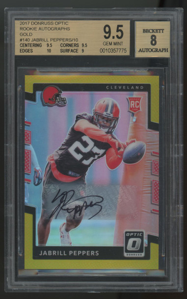 2017 Donruss Optic Jabrill Peppers RC Auto Gold /10 #140 BGS 9.5 8