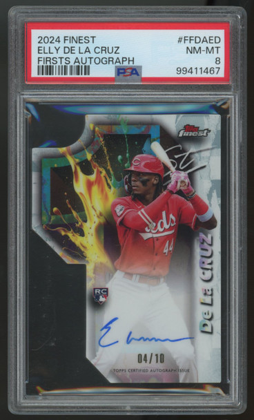 2024 Topps Finest Elly De La Cruz RC Firsts Die Cut Auto /10 #FFDA-ED PSA 8