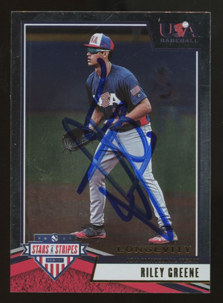 2019 USA Stars & Stripes Riley Greene Longevity #88 Signed Auto JSA
