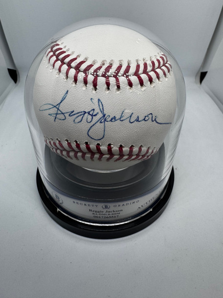 Reggie Jackson Signed Autographed Rawlings OML Baseball BAS Encapsulated