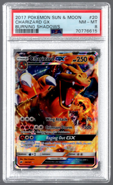 2017 Pokemon Charizard GX Burning Shadows Holo #20 PSA 8