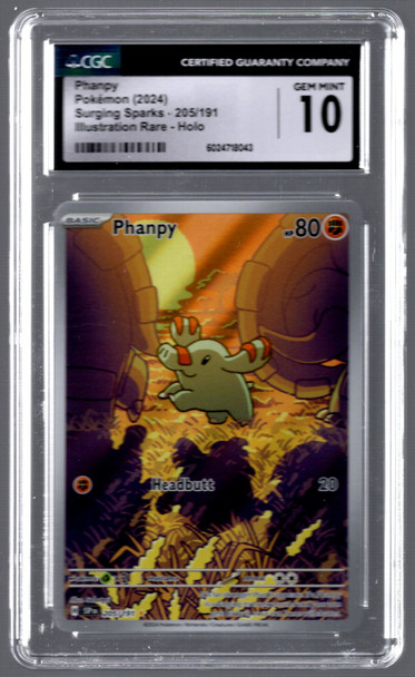 2024 Pokemon Phanpy Surging Sparks Illustration Rare #205 CGC 10