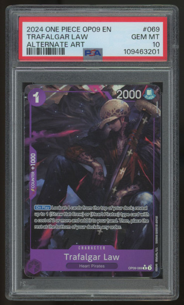 2024 One Piece Trafalgar Law OP09 Alt Art #069 PSA 10