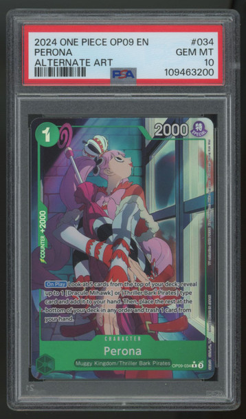 2024 One Piece Perona OP09 Alt Art #034 PSA 10