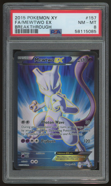 2015 Pokemon Mewtwo EX Breakthrough Full Art #157 PSA 8