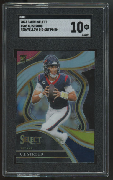 2023 Select CJ Stroud RC Red & Yellow Die Cut Prizm #289 SGC 10