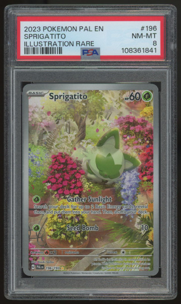 2023 Pokemon Sprigatito Paldea Evolved Illustration Rare #196 PSA 8