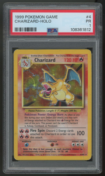 1999 Pokemon Charizard Base Set Unlimited Holo #4 PSA 1