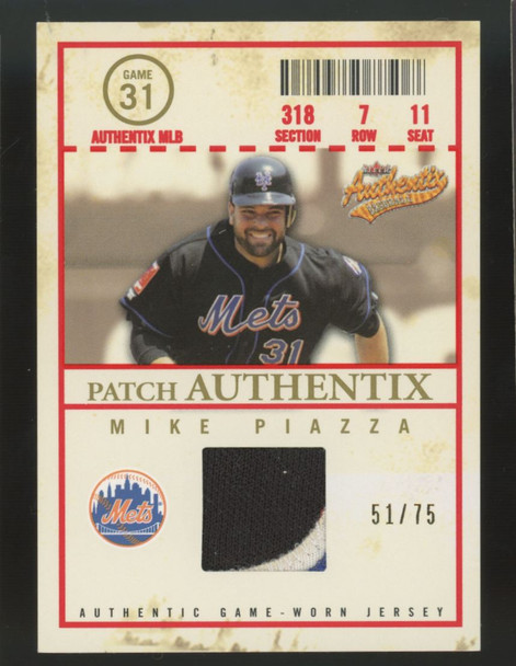 2005 Fleer Authentix Mike Piazza General Admission Patch /75 #PA-MP