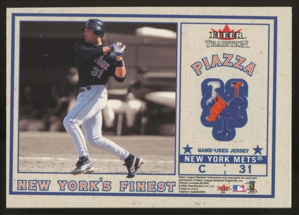 2002 Fleer Tradition Mike Piazza Roger Clemens New York's Finest Patch /100