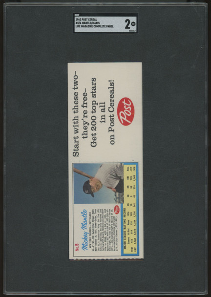 1962 Post Mickey Mantle Roger Maris Life Magazine Complete Panel #5 #6 SGC 2