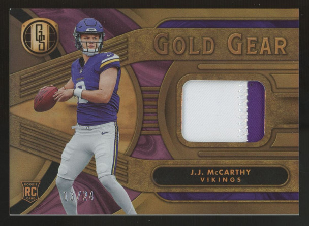 2024 Gold Standard J.J. McCarthy RC Gold Gear Patch /24 #GG-JMY
