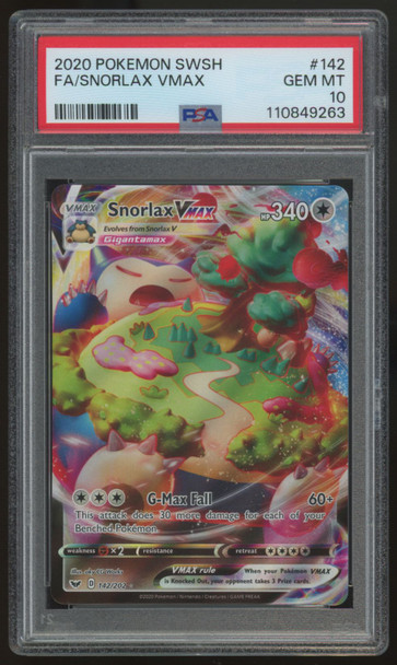 2020 Pokemon Snorlax VMAX Sword & Shield Full Art #142 PSA 10