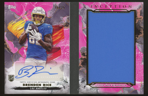 2024 Topps Inception Brenden Rice RC Genesis Patch Auto RPA Booklet /25 #ARBC-BR