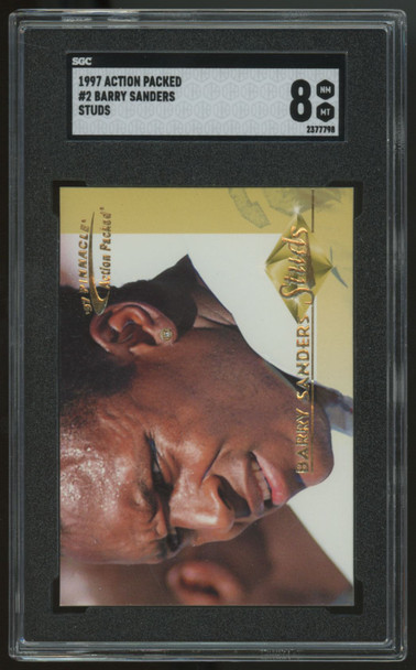 1997 Pinnacle Action Packed Barry Sanders Studs #2 SGC 8