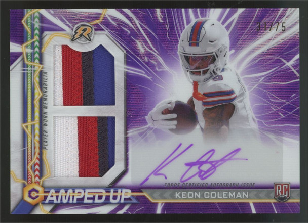2024 Topps Resurgence Keon Coleman RC Purple Surge Patch Auto RPA /75 #AU-KC