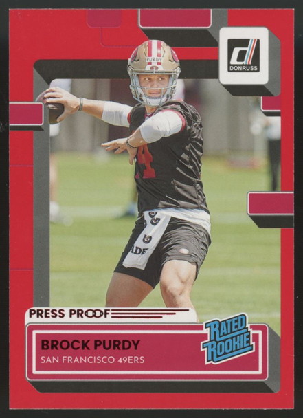 2022 Panini Donruss Brock Purdy Rated Rookie Red Press Proof #374