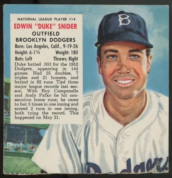 1953 Red Man Edwin "Duke" Snider #NL-14 Good No Tab