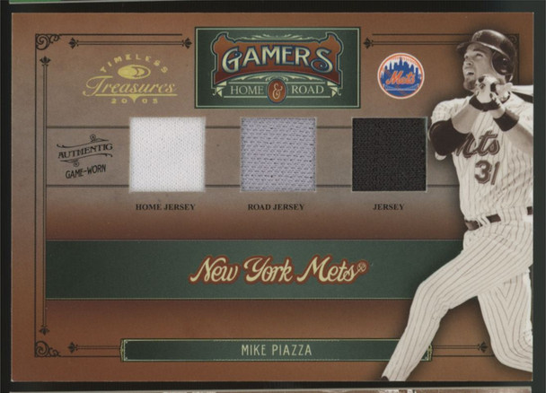 2005 Donruss Baseball Mike Piazza Gamers Home & Road Triple Patch /25 #G-49