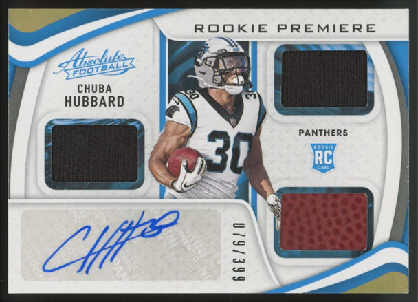 2021 Absolute Chuba Hubbard RC Patch Auto RPA Rookie Premiere /399 #234