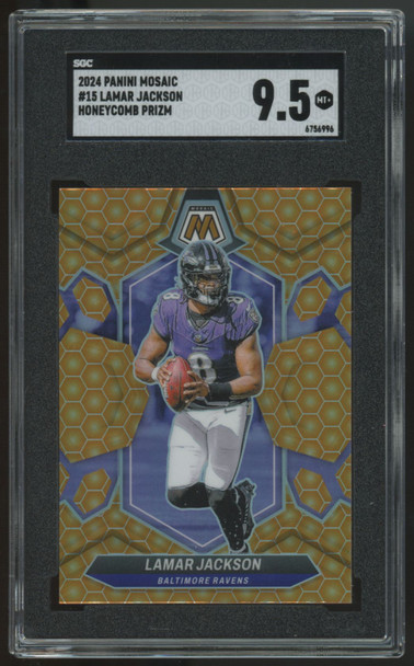 2024 Panini Mosaic Lamar Jackson Honeycomb Prizm SSP #15 SGC 9.5