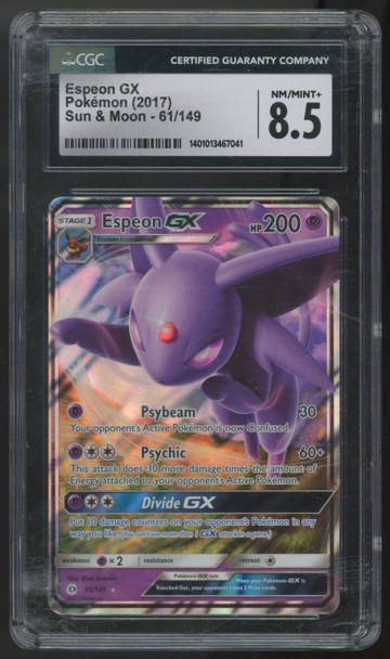 2017 Pokemon Espeon GX Sun & Moon Holo #61 CGC 8.5