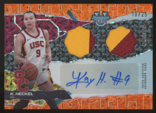 2024-25 Bowman Best U Kayleigh Heckel Dual Patch Auto Orange Mini Diamond /25