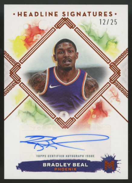 2023-24 Topps Motif Bradley Beal Cadmium Orange Headline Auto /25 #HS-BB