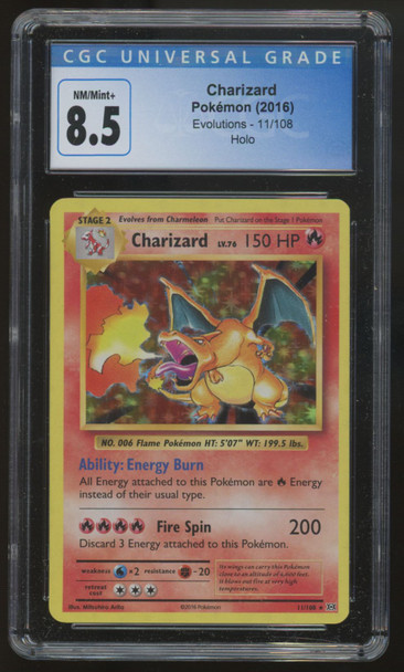 2016 Pokemon Charizard Evolutions Holo #11 CGC 8.5