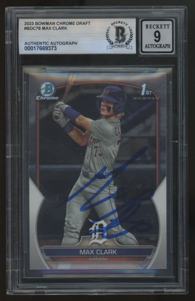 2023 Bowman Chrome Draft Max Clark #BDC-76 Signed Auto BAS 9 Auto