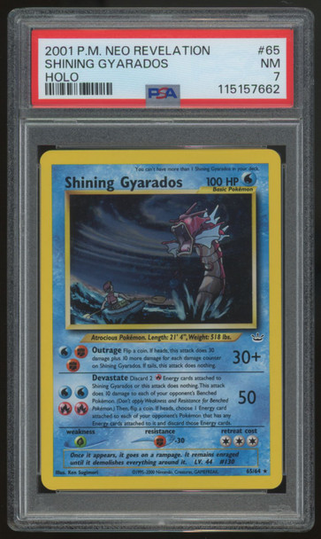2001 Pokemon Shining Gyarados Neo Revelations Holo #65 PSA 7