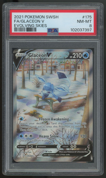 2021 Pokemon Glaceon V Evolving Skies Full Art #175 PSA 8