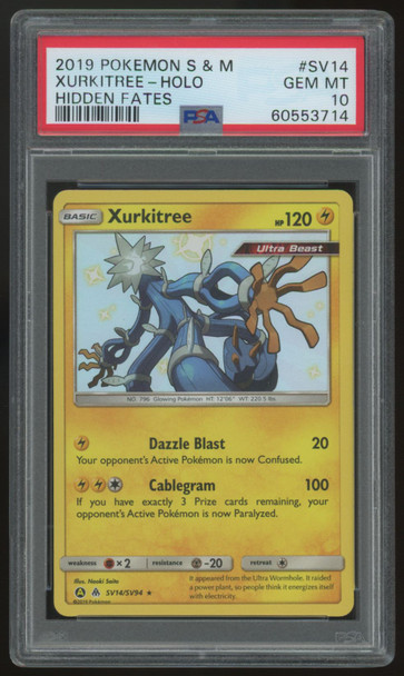 2019 Pokemon Xurkitree Hidden Fates Holo #SV14 PSA 10