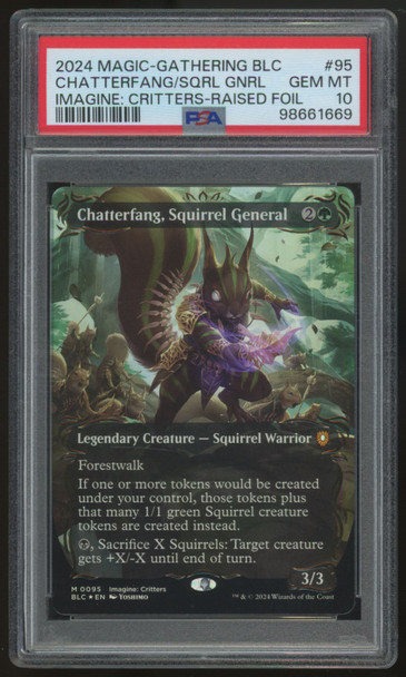 2024 Magic Chatterfang, Squirrel General Bloomburrow Raised Foil #95 PSA 10