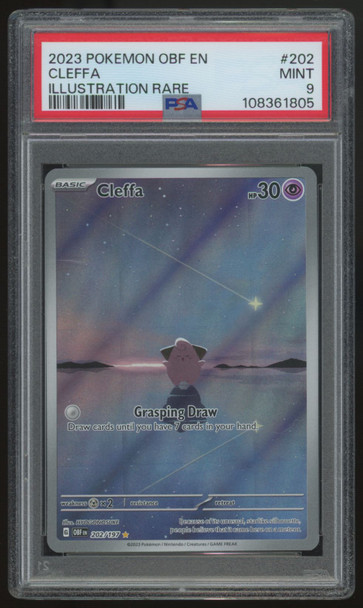 2023 Pokemon Cleffa Obsidian Flames Illustration Rare #202 PSA 9
