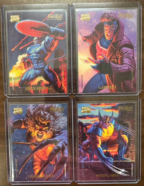 1994 Fleer Marvel Masterpieces Power Blast Insert Partial Set (4/9) EX