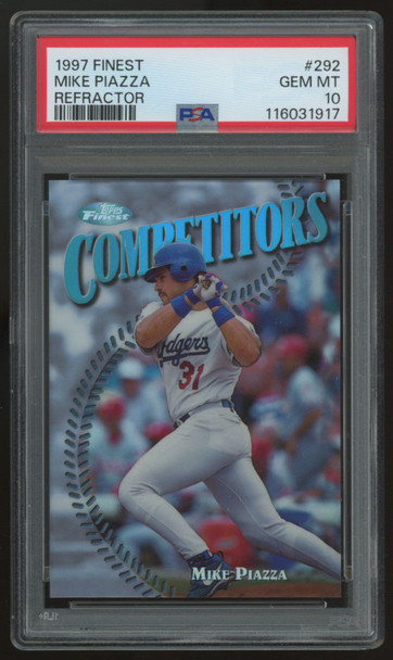 1997 Topps Finest Mike Piazza Competitors Refractor #292 PSA 10