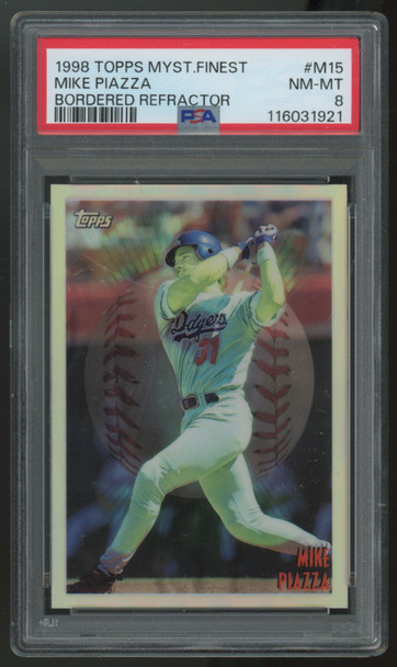 1998 Topps Mystery Finest Mike Piazza Bordered Refractor #M15 PSA 8