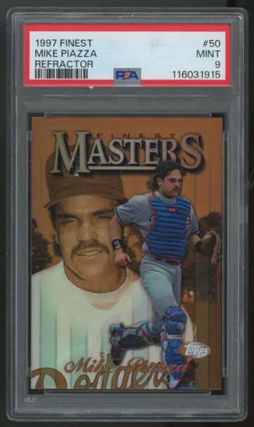 1997 Topps Finest Mike Piazza Masters Refractor #50 PSA 9
