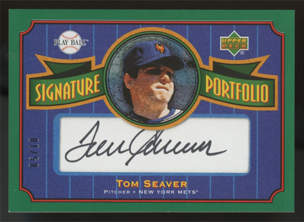2004 Upper Deck Play Ball Tom Seaver Signature Portfolio Black Ink Auto /10
