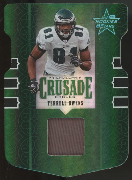2005 Leaf Rookies & Stars Terrell Owens Green Crusade Patch Die-Cut /10 # C-23