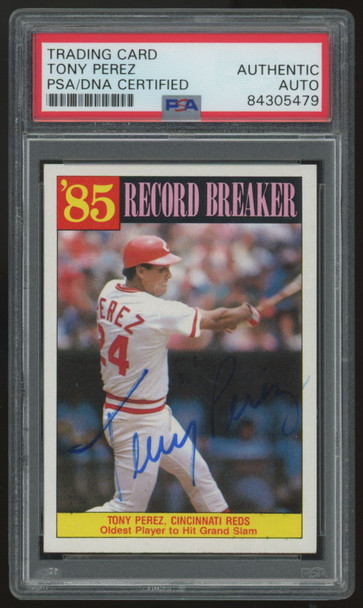 1986 Topps Tony Perez '85 Record Breakers #205 Auto PSA /DNA Certified