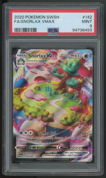 2020 Pokemon Snorlax VMAX Sword & Shield Full Art #142 PSA 9