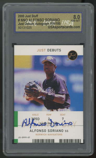 1999-00 Just Minors Alfonso Soriano Debuts Auto /100 USA 8