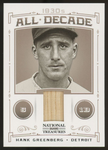 2012 National Treasures Hank Greenberg 1930s All-Decade Relic /99 #33