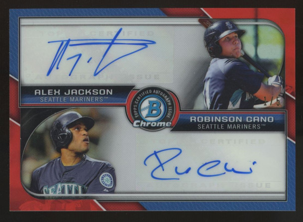 2015 Bowman Chrome Alex Jackson/Robinson Cano Red Refractor Dual Auto /5 #BDA-JC