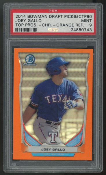 2014 Bowman Chrome Draft Joey Gallo Prospect Orange Refractor /25 #CTP-80 PSA 9