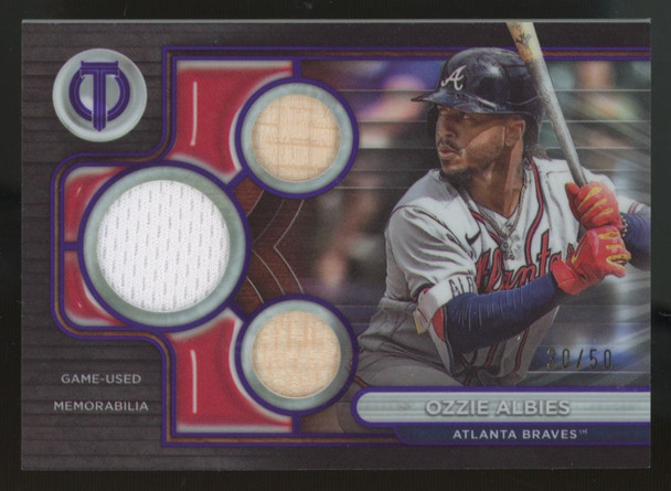 2024 Topps Tribute Ozzie Albies Purple Triple Relic /50 #TTR-OA